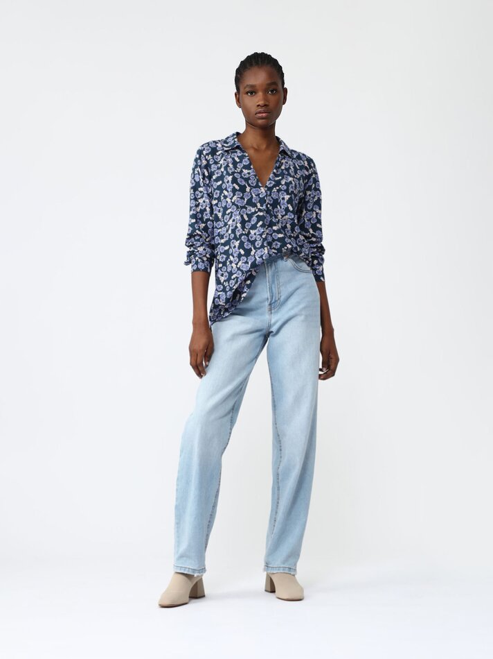 Camisa fluida de padeiro - Azul Marinho