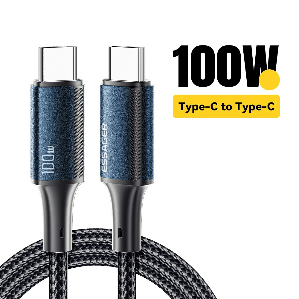 (2m) 100W USB C auf USB C Ladekabel Nylon Datenkabel Power Delivery - Schwarz