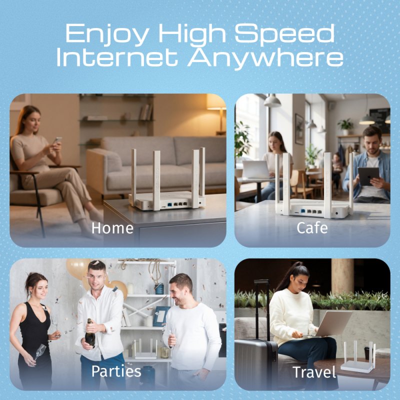 Keenetic Hero 4G+ (KN-2311) Modem-routeur 4G+ Wi-Fi 6 maillé AX1800 avec commutateur intelligent Gigabit 4 ports et port USB 3.0