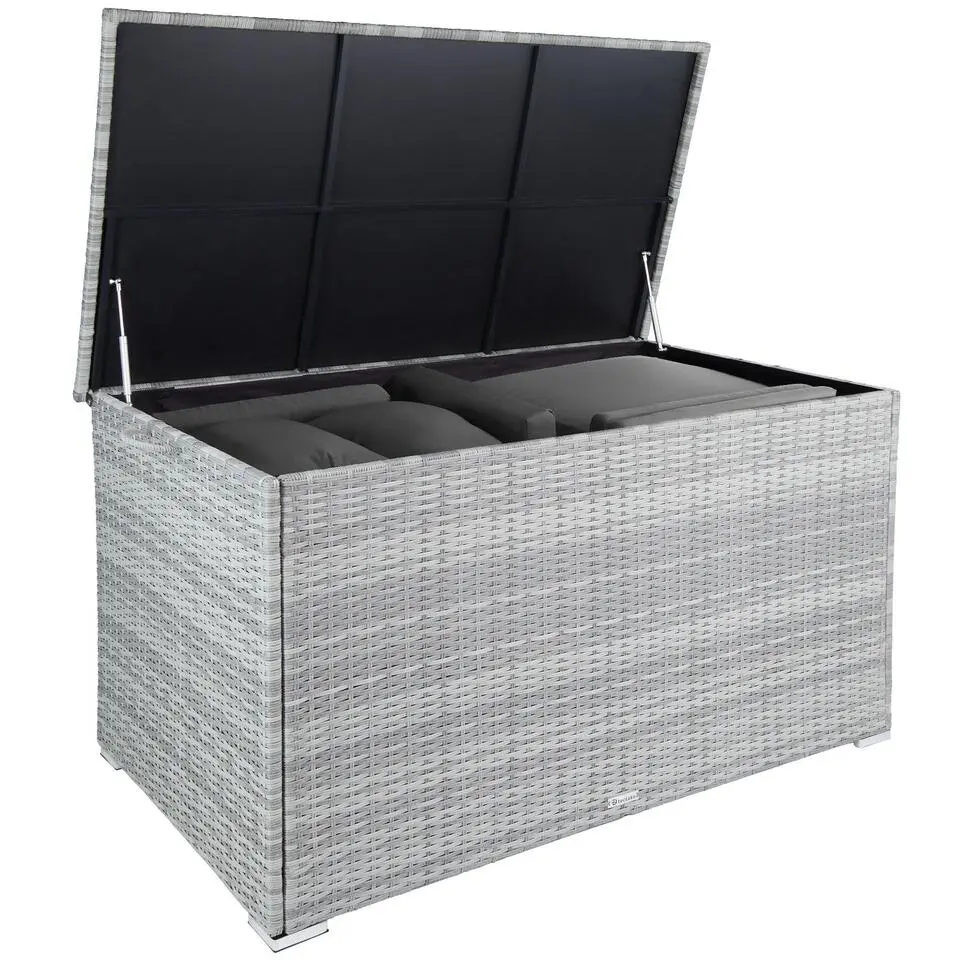 tectake Kussenbox Oslo met aluminium frame 145x82,5x79,5cm, Lichtgrijs