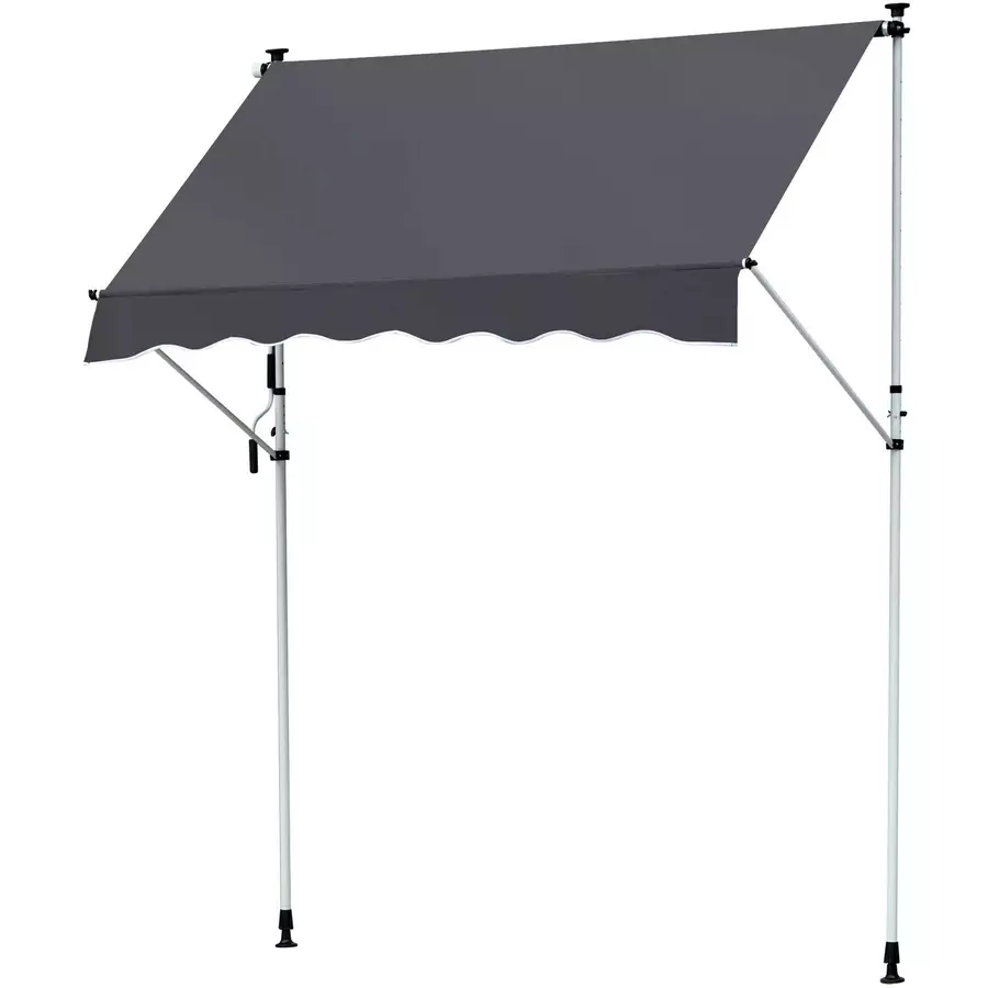 Outsunny Markise mit Handkurbel grau