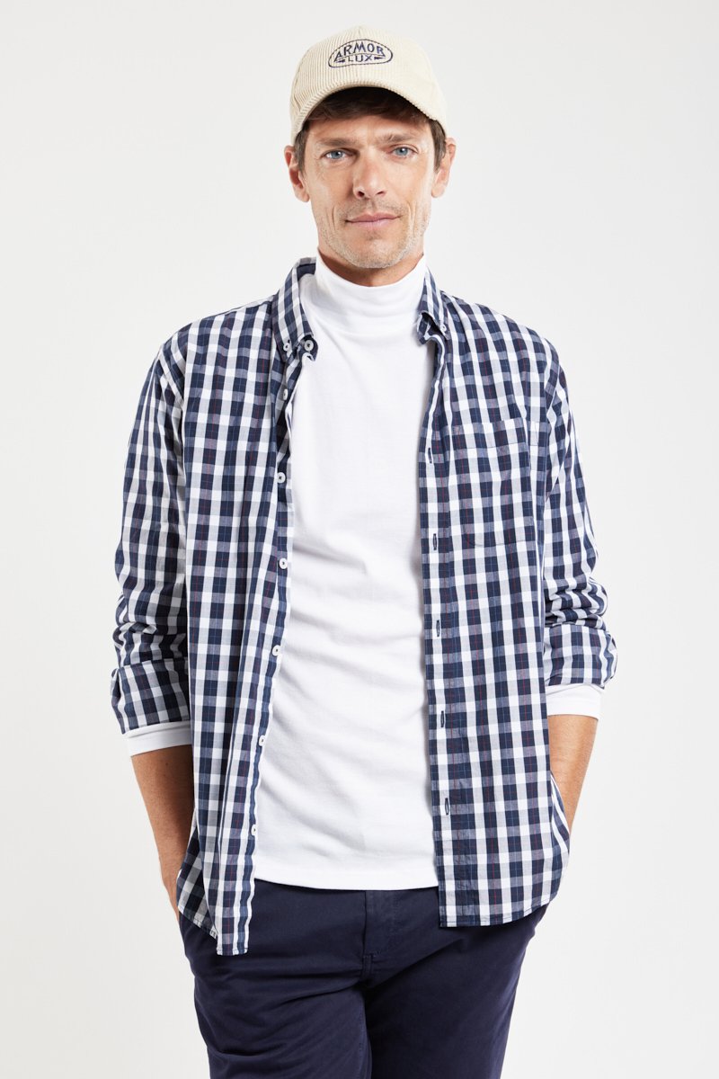 Chemise à carreaux droite - coton