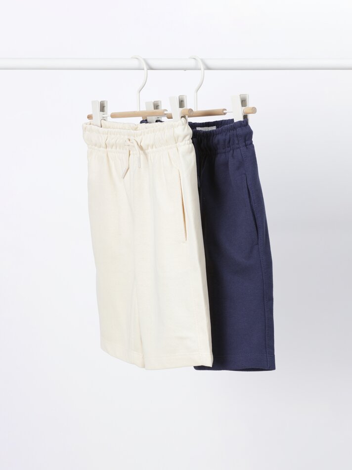 Conjunto de 2 Bermudas Básicas de Pelúcia - Azul Escuro