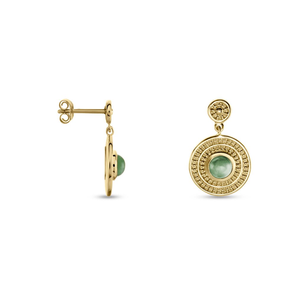 Boucles D'oreilles Pendantes Hugolin Plaqué Or Aventurine