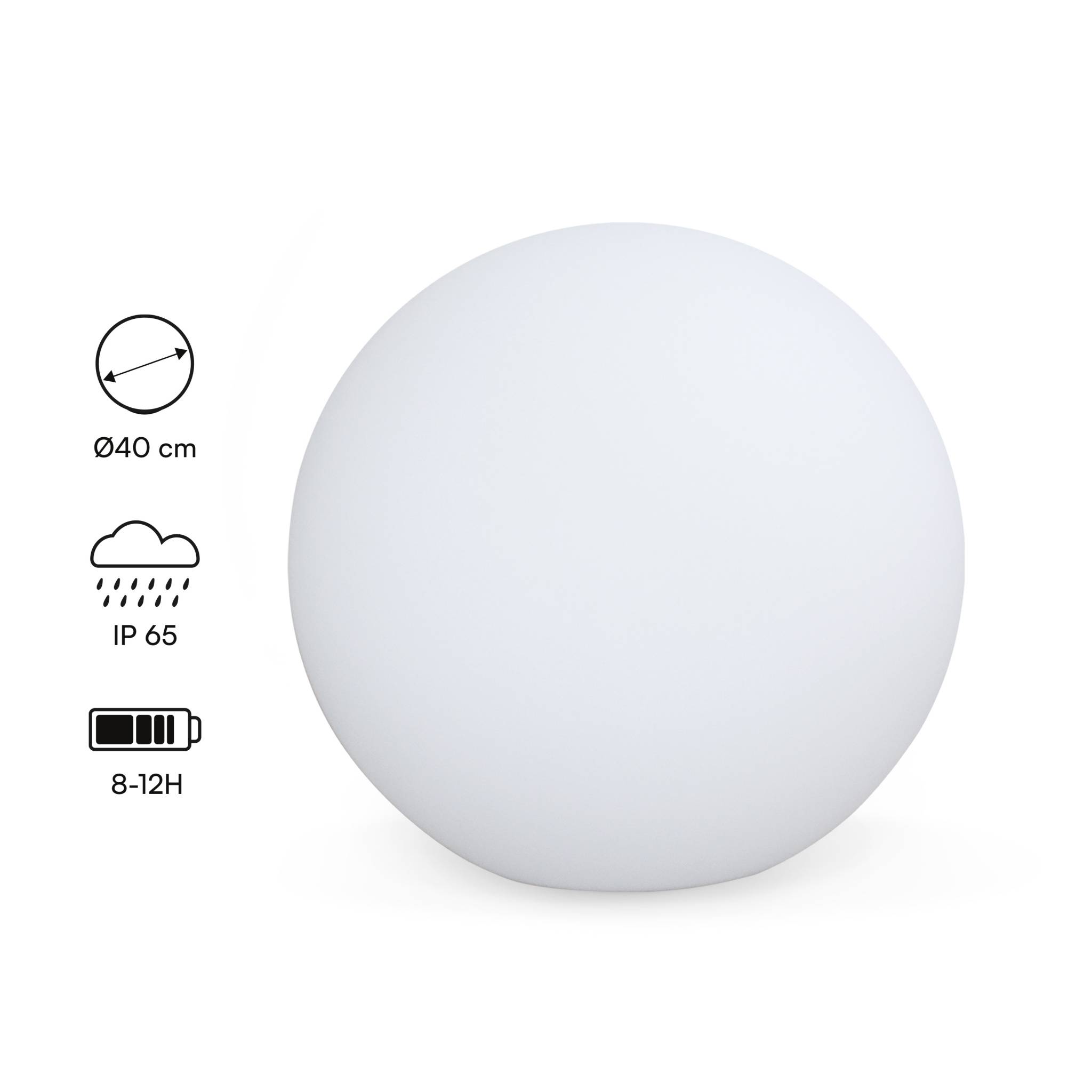 Boule led 40cm – sphère décorative lumineuse. Ø40cm. Blanc chaud. Commande à distance
