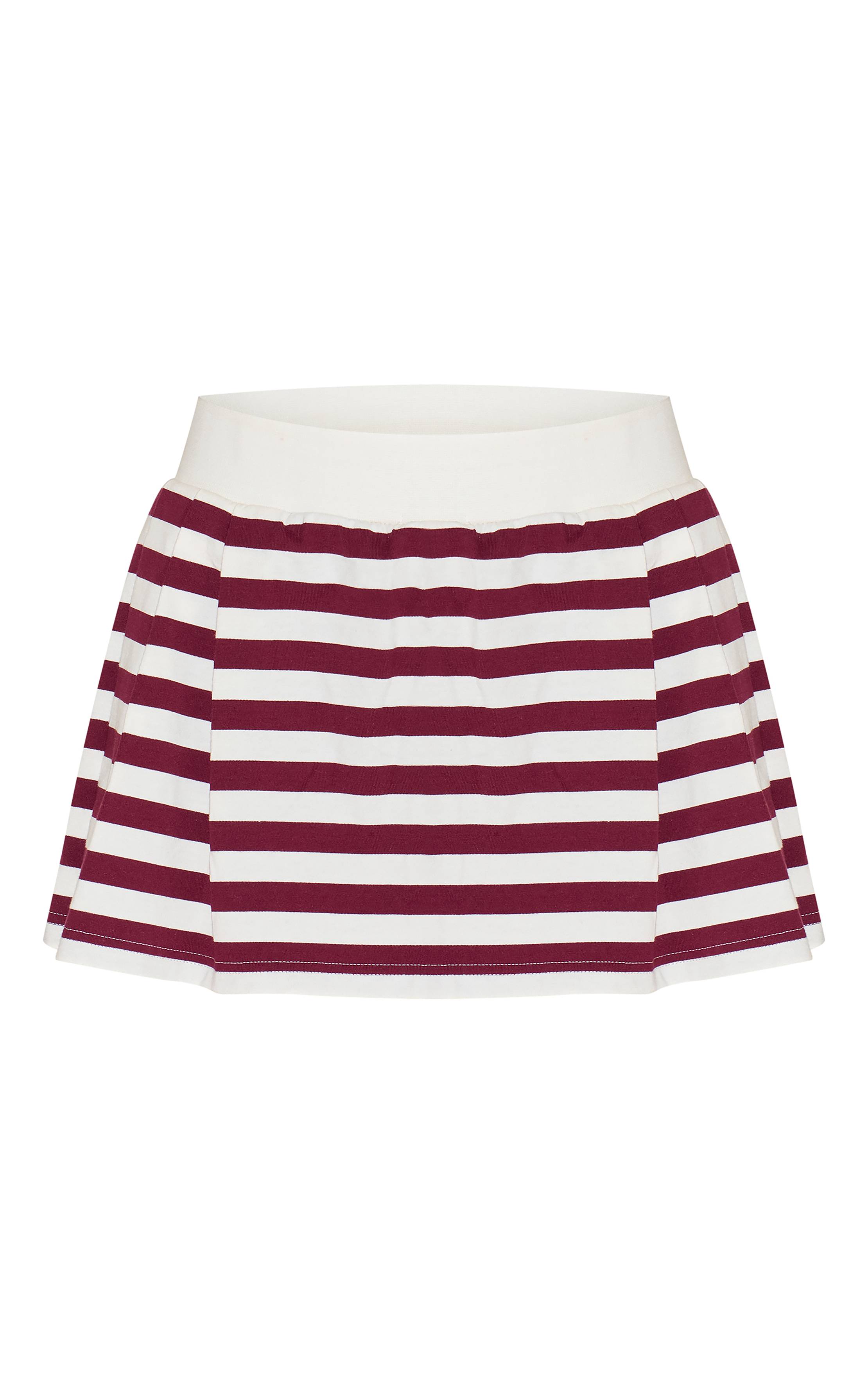 Rouge Jupe-short De Tennis Mini Plissée À Rayures Coordonnée