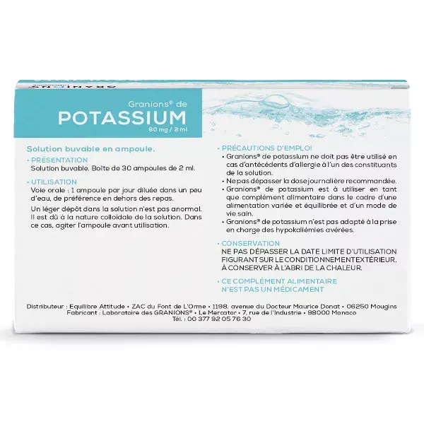 Granions Potássio 30 ampolas