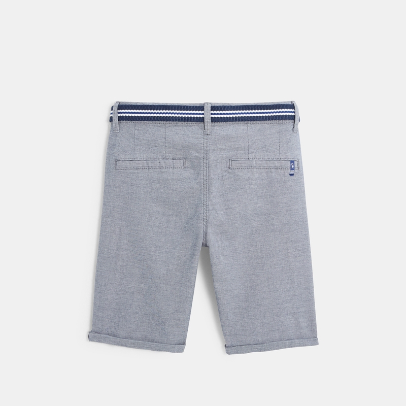 Bermuda en toile + ceinture turquoise garçon