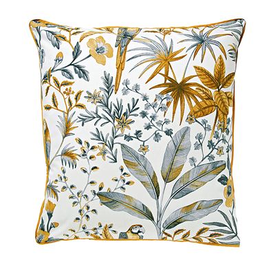 Linge de lit flanelle fleurs et perroquets - BECQUET CRÉATION