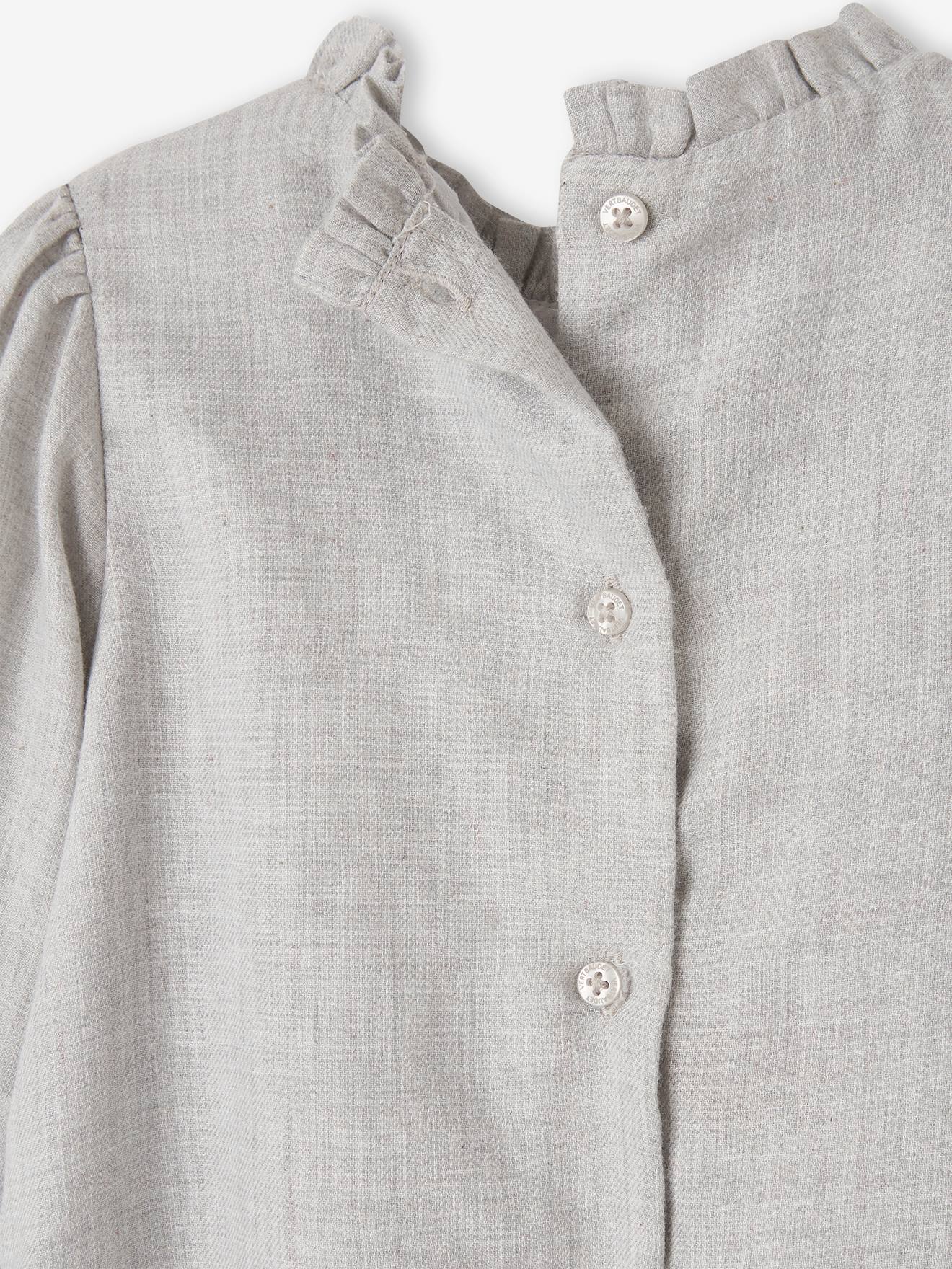 Vestido com aplique bordado, para bebê, cinza mesclado claro