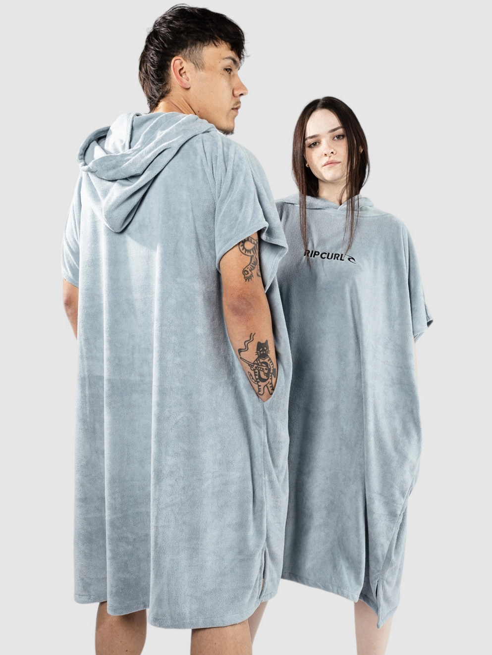 Rip Curl Brand Hooded Surf Poncho dusty blue