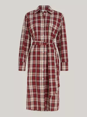 Vestido camisa midi xadrez tartan descontraído