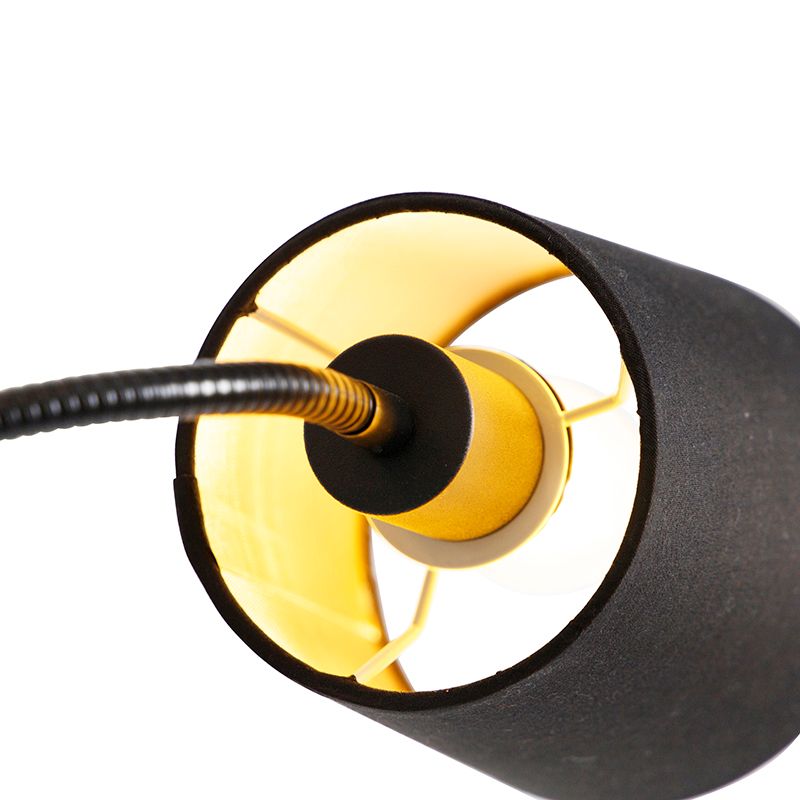 Klassieke vloerlamp zwart met goud en leeslampje - Retro