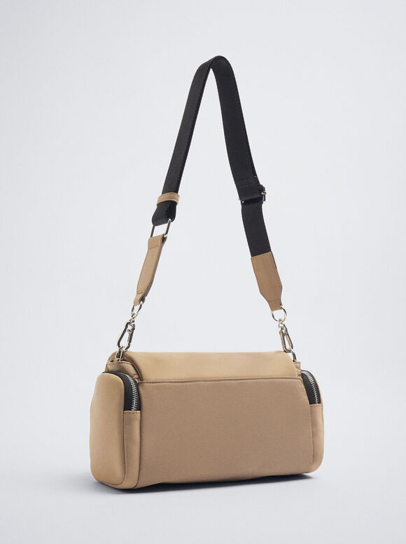 Bolsa transversal de nylon - cor camelo