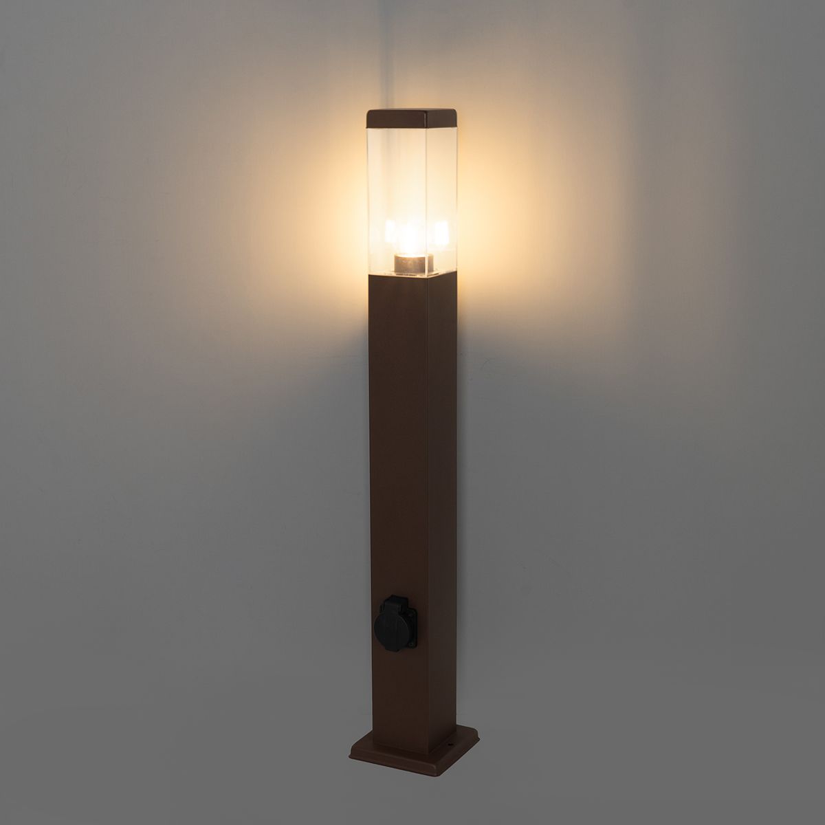 Buitenlamp roestbruin met grondpin en kabelmof 80cm incl. stopcontact IP44 - Malios