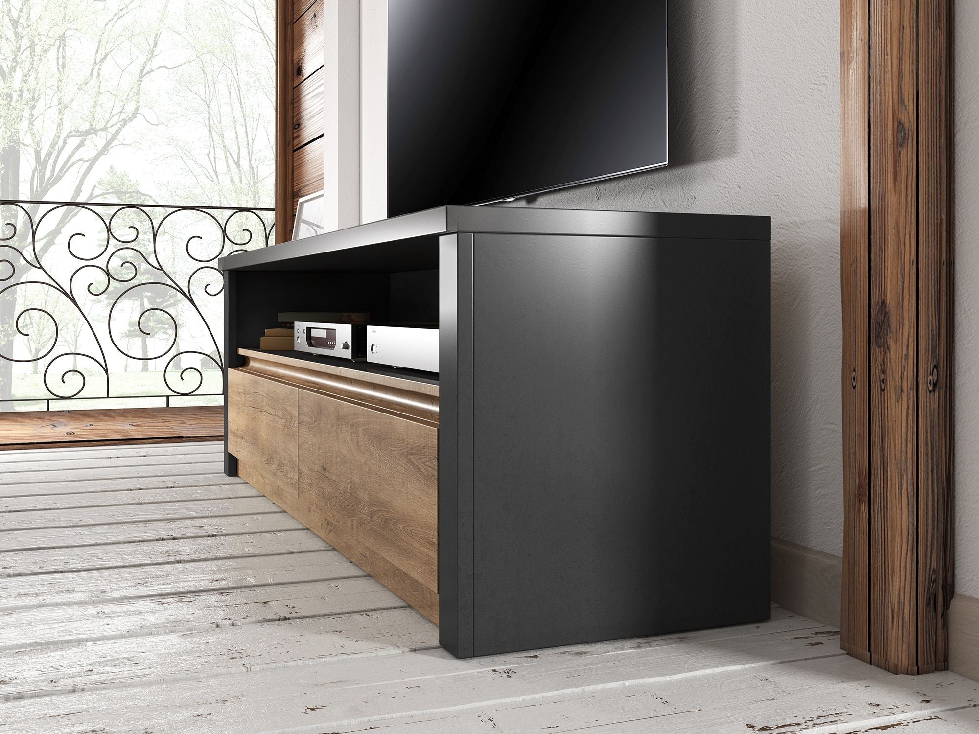 Monaco - TV-Meubel - Eiken/grijs - 130 cm