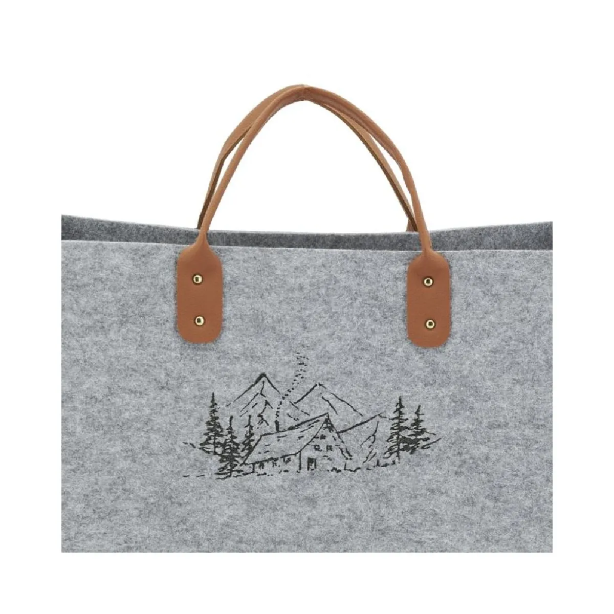 Aubry Gaspard Sac à bûches en feutrine 50 x 25 - Gris