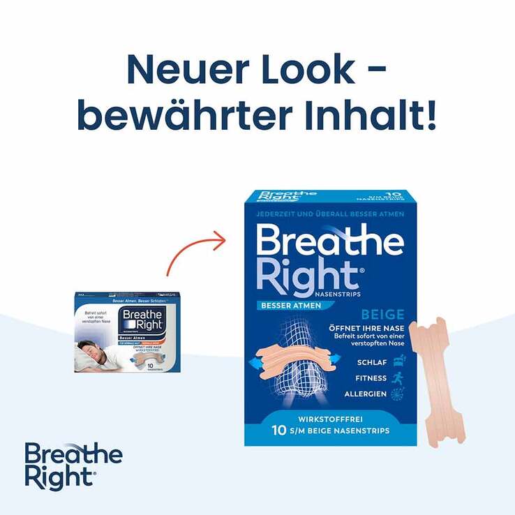 Besser Atmen Breathe Right® Nasenpflaster normal beige, 10 St