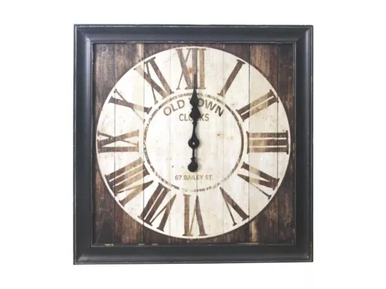 Horloge carrée en bois vintage