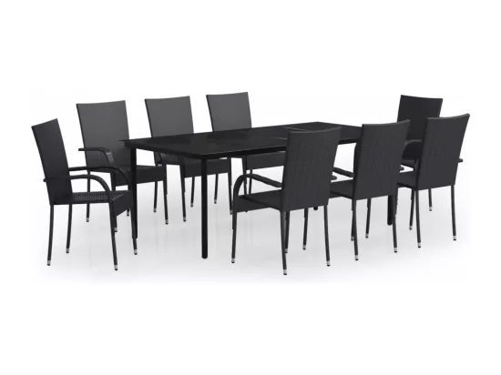 Ensemble à manger de jardin 9 pcs Noir