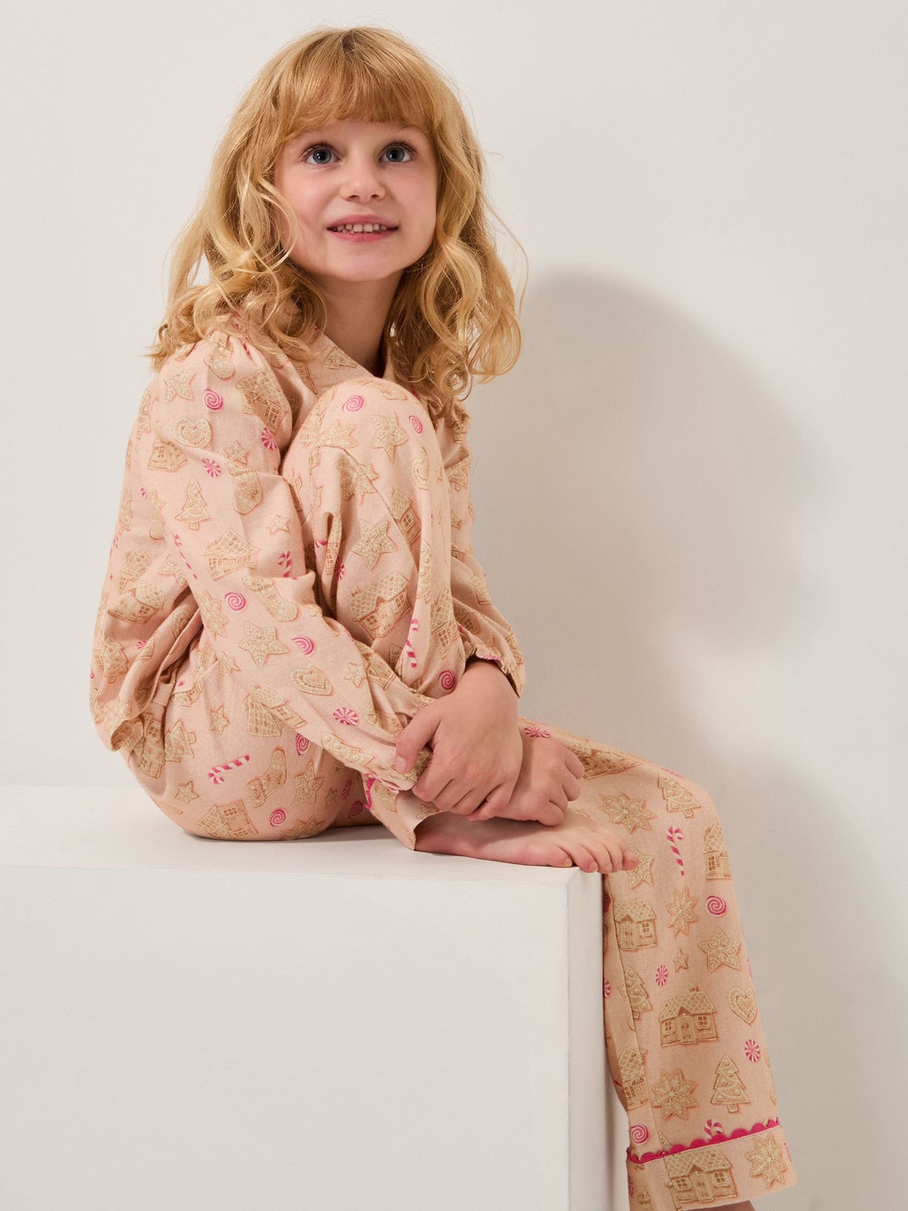 Monsoon lange Kerstmis Pyjama's Set met peperkoek Print