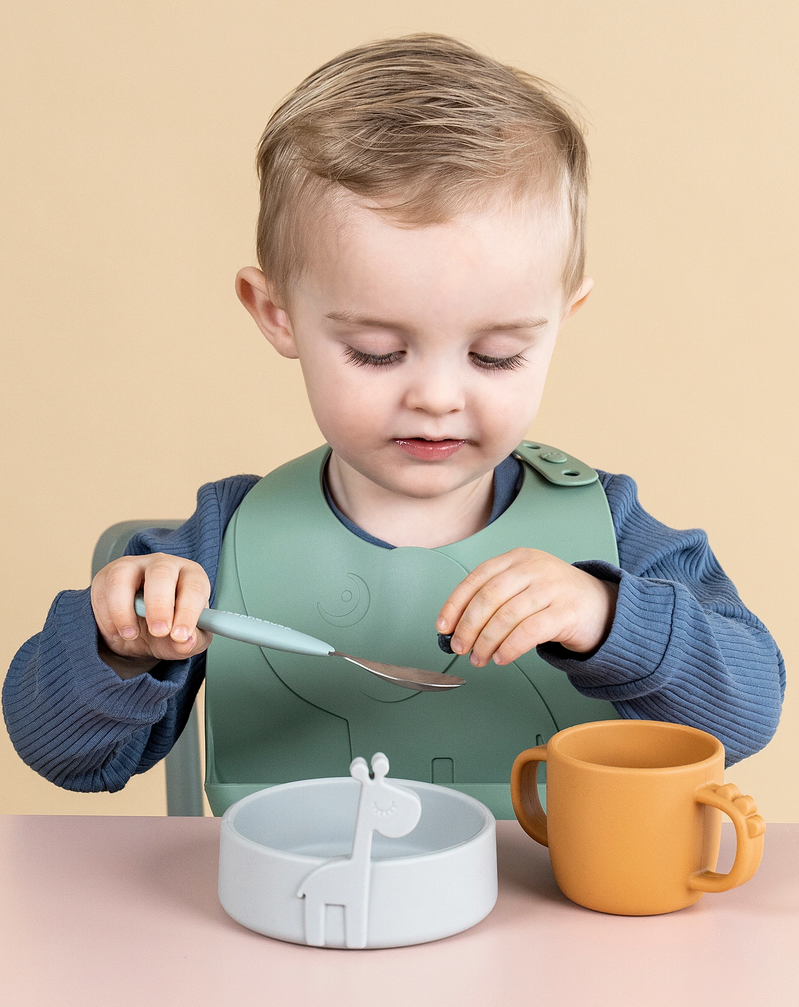 Silikon-Lätzchen PEEKABOO - ELPHEE 2er Pack in grün
