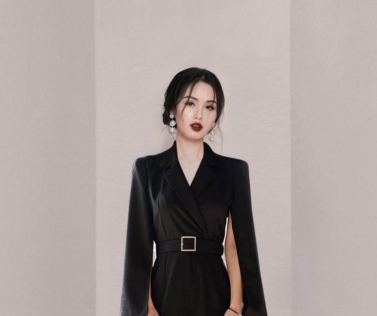 Aurora - Lange V-hals jumpsuit met lange mouwen