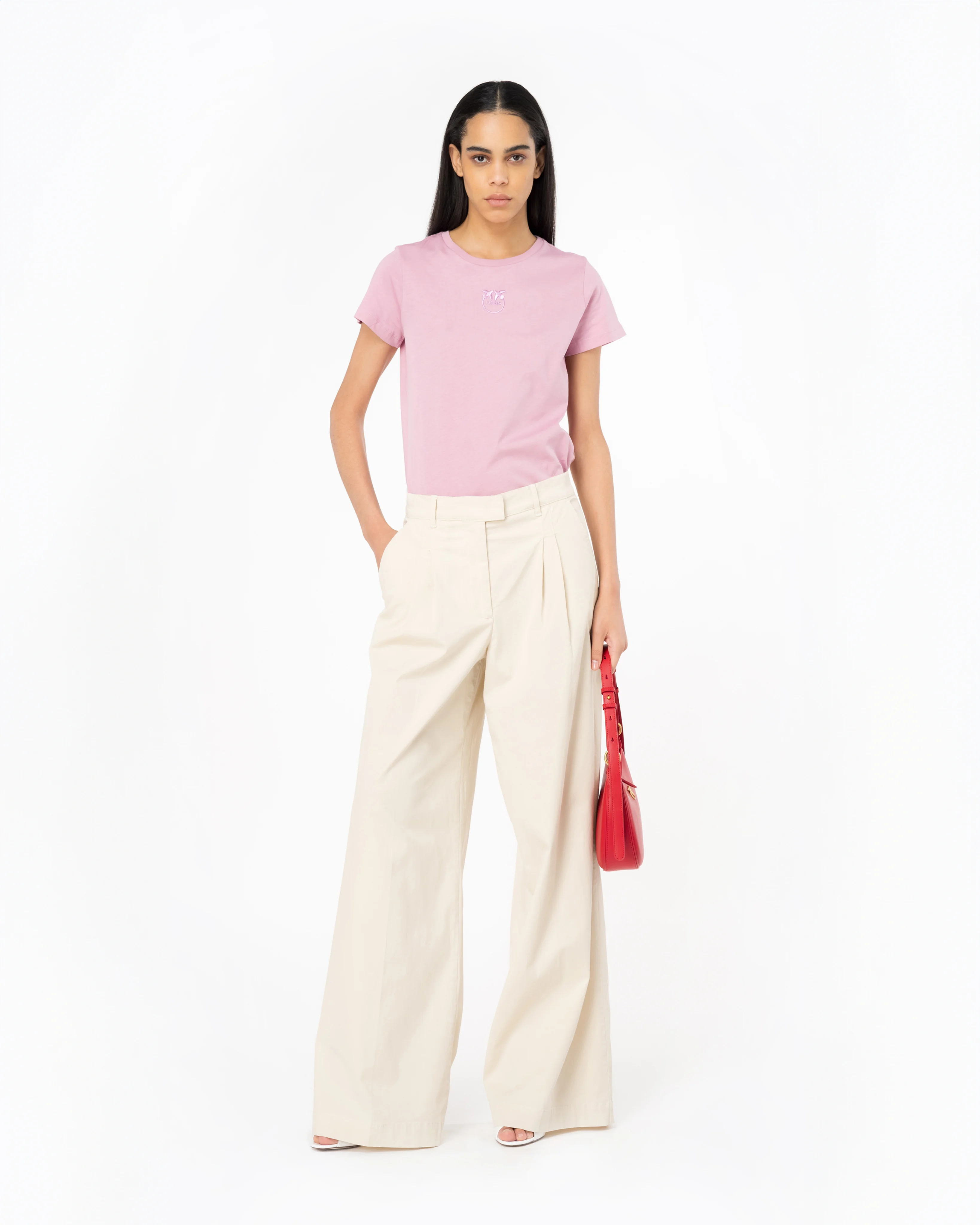 Pantalon wide-leg | Rose