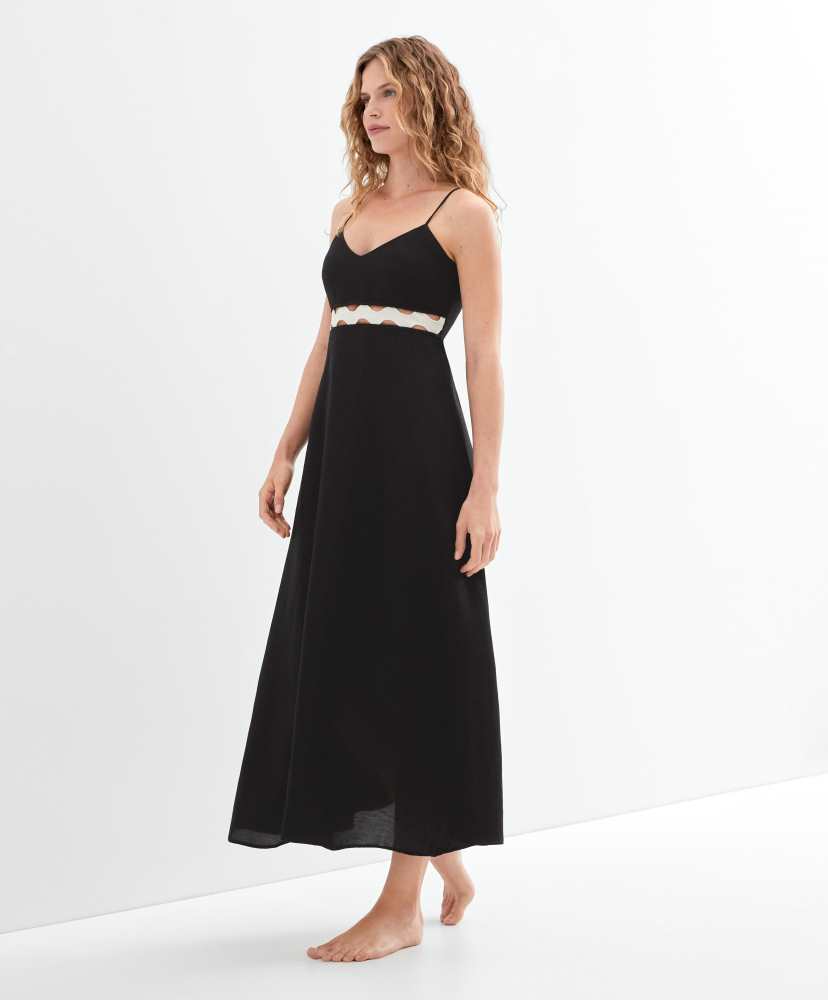 Vestido longo de linho com alças
