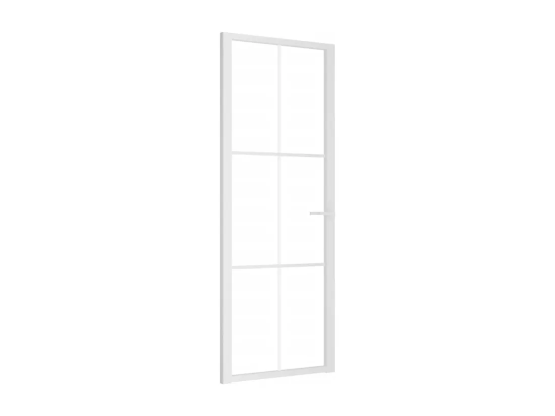 Porte intérieure 76x201,5 cm Blanc Verre ESG et aluminium