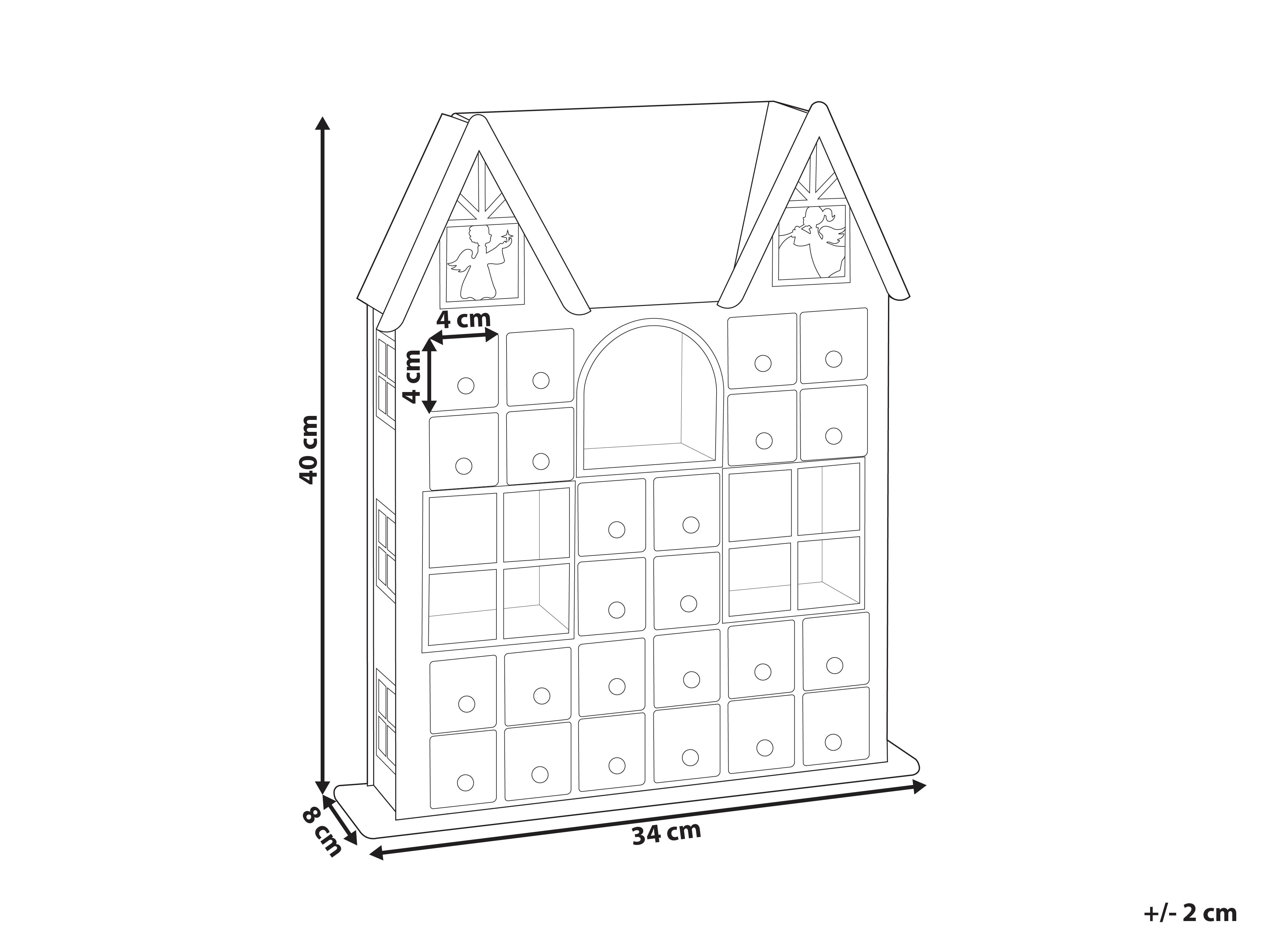 Kerstdecoratie LED FEMUND Adventskalender 40 cm Wit