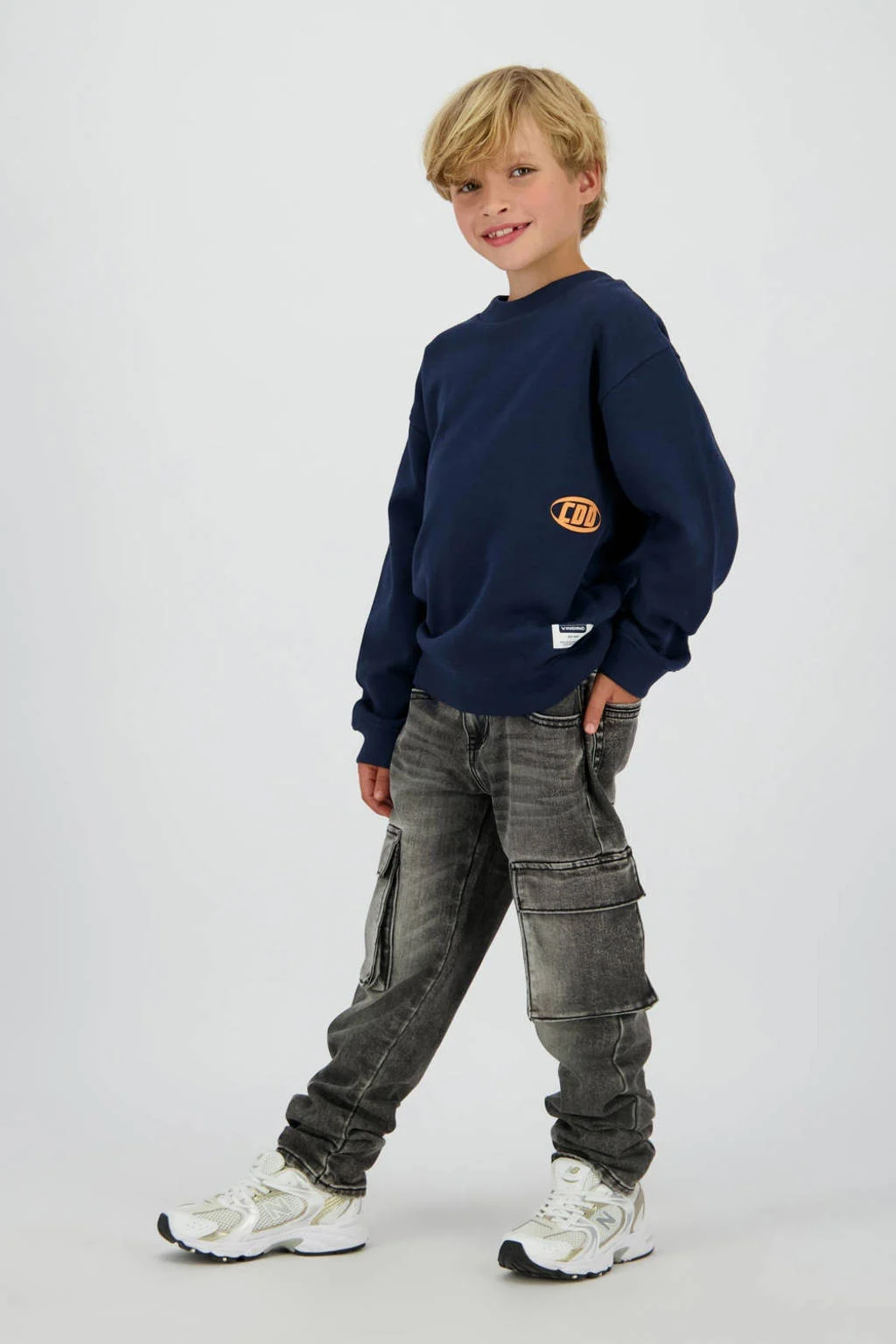 Vingino straight leg cargo jeans black denim