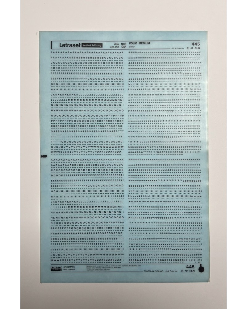 Letraset 445 - FOLIO MEDIUM - 10/12pt
