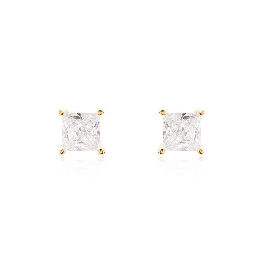 Boucles D'oreilles Puces Sofiane Plaqué Or Jaune Oxyde De Zirconium