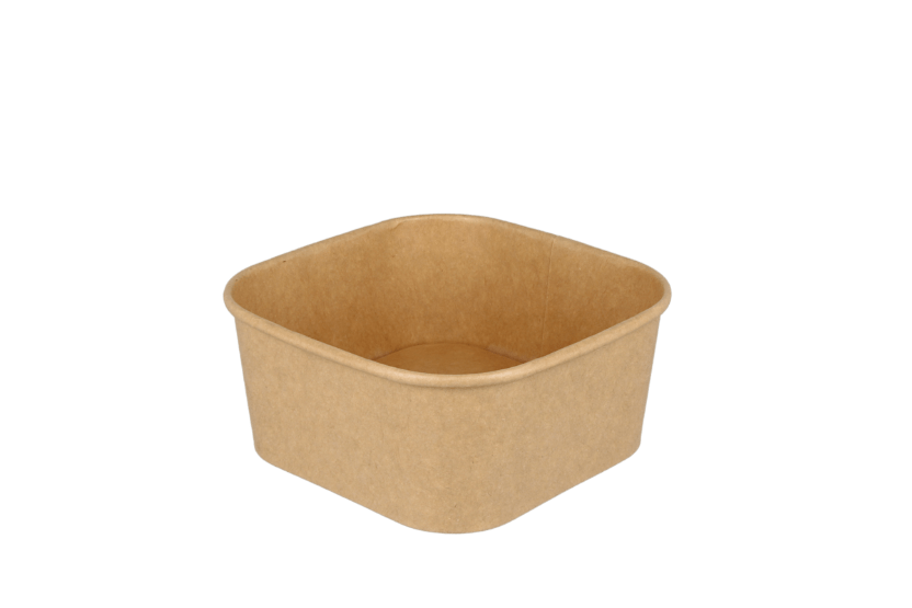 Vierkante maaltijdbak karton 650ml Kraft