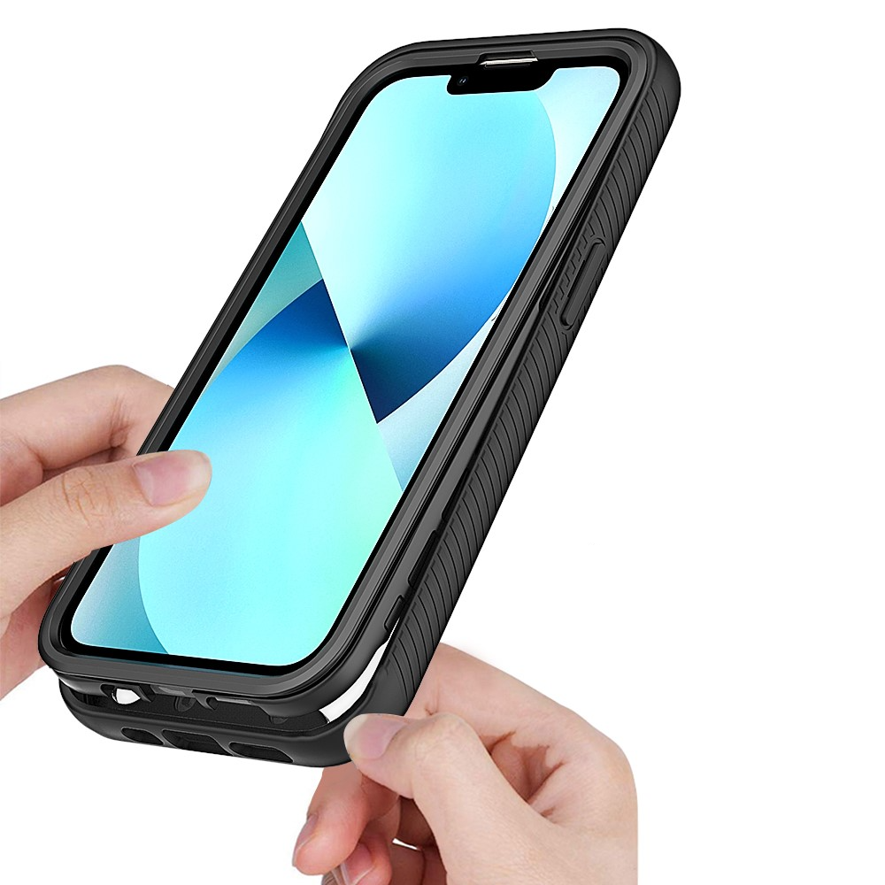 iPhone 14 Hybrid 2in1 Hülle Shock Proof   Acryl Rückseite - Schwarz