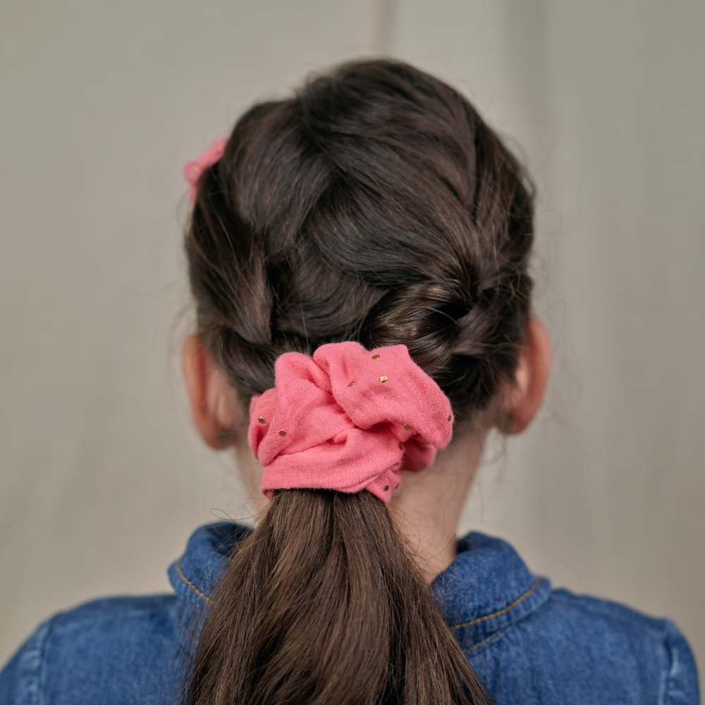 Chouchou Gaze Pois Or Rose Sorbet