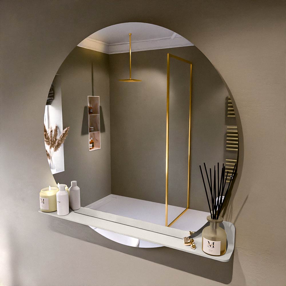 Mondiaz Spot spiegel rond Ø110cm met planchet linen