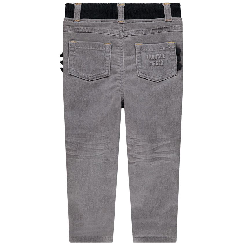 Jean effet délavé motif monstre pour bébé garçon - Gris chiné