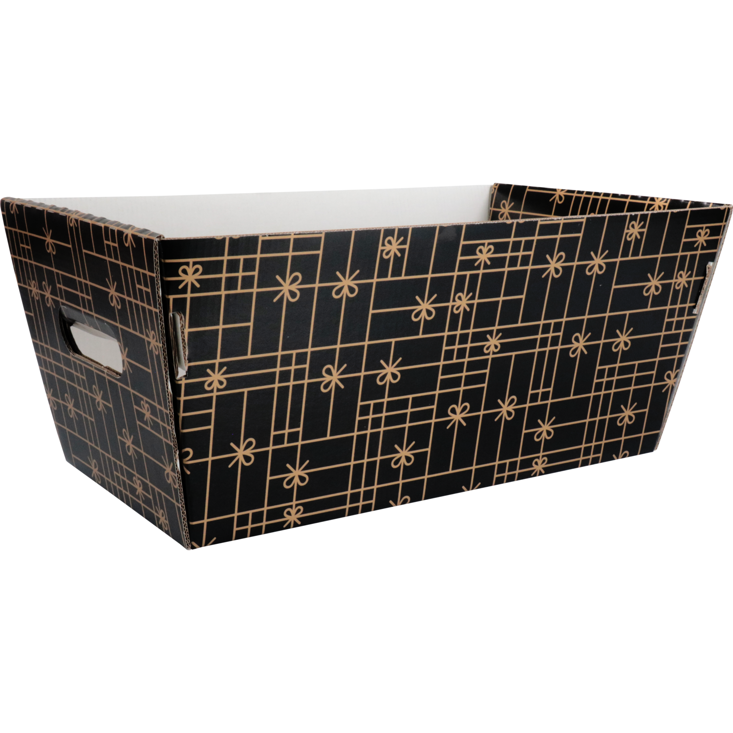 Mand, golfkarton, 36.6x18.8x17.5cm, rechthoekig, zwart/goud