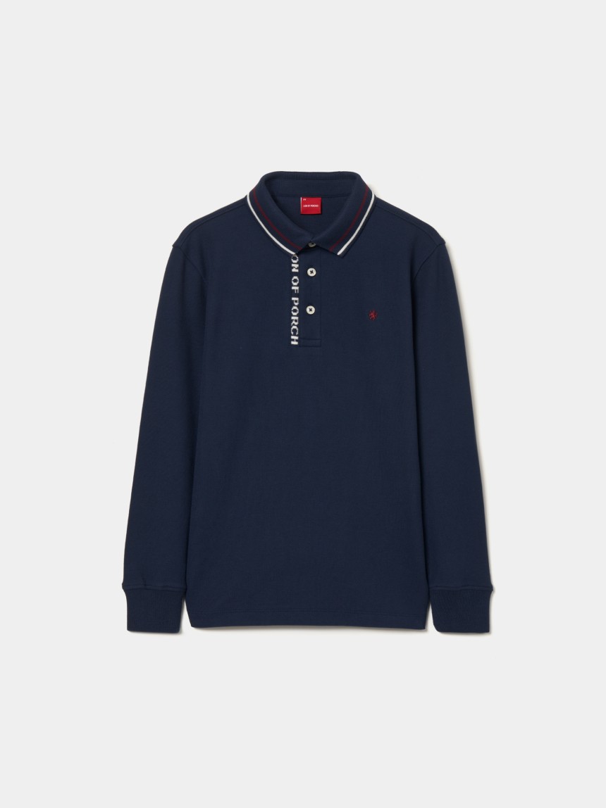 Polo de manga comprida em algodão
