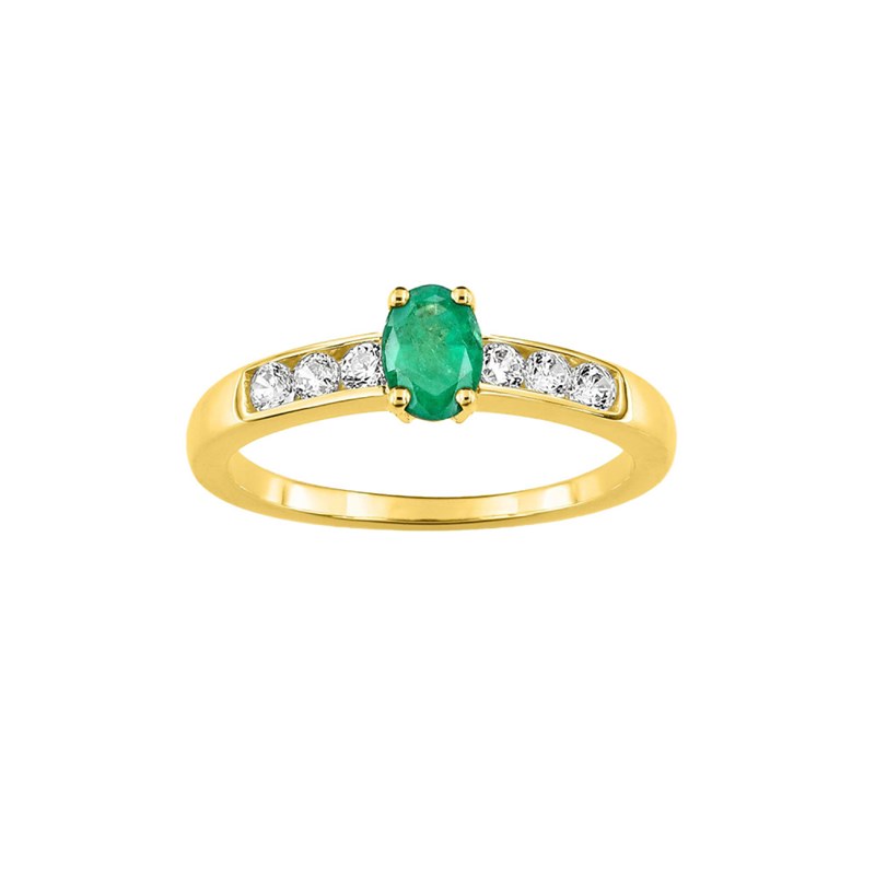 Bague Femme - Emeraude - Oxyde de zirconium - Or 18 Carats