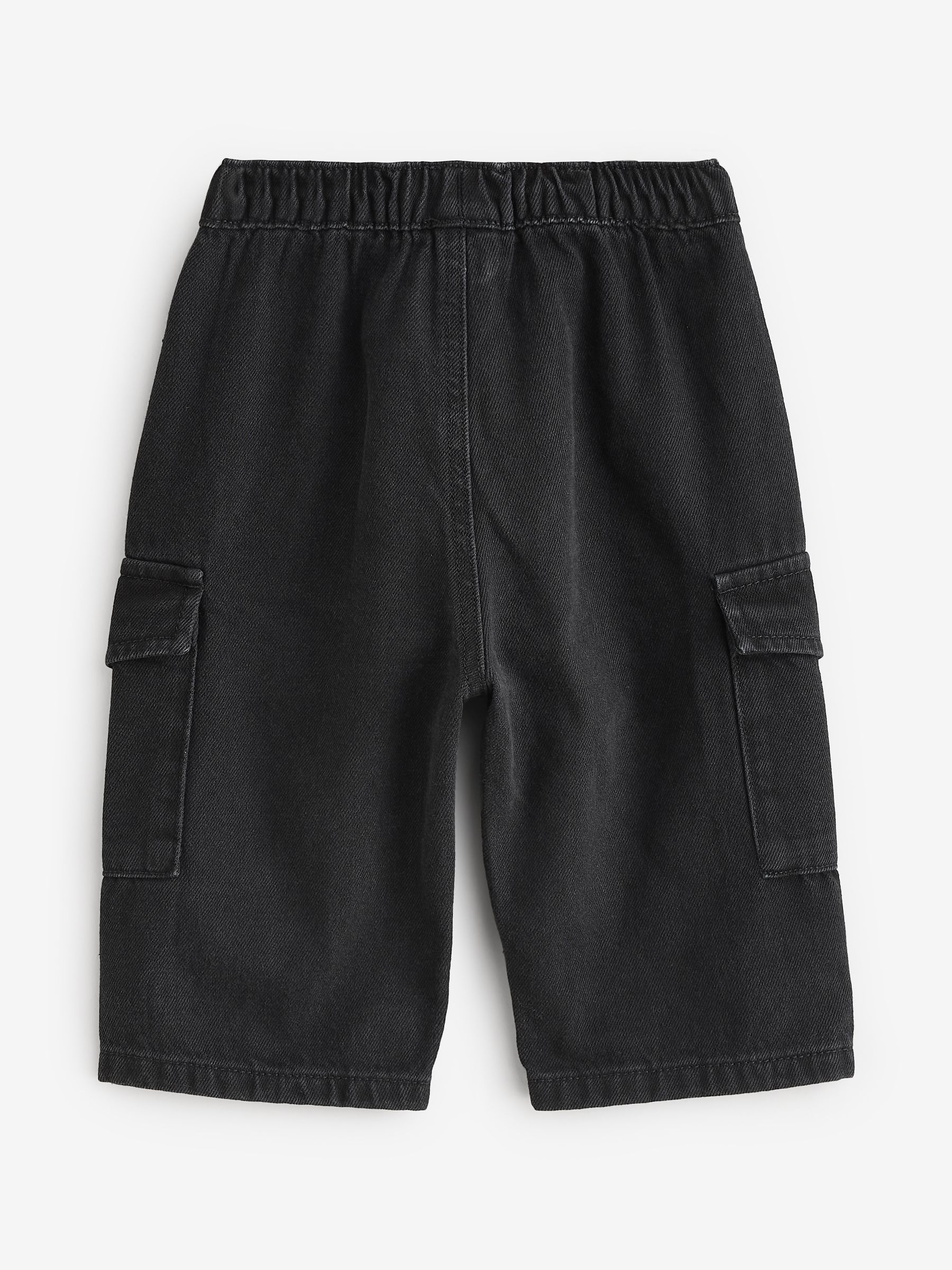 Zwart denim - 100% katoenen cargobroek met wijde pijpen en elastische taille (3mnd-7jr)