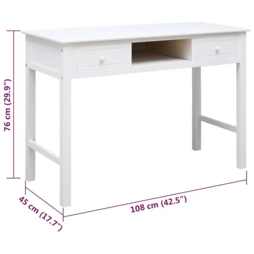 vidaXL - Bureau - Wit - Hout