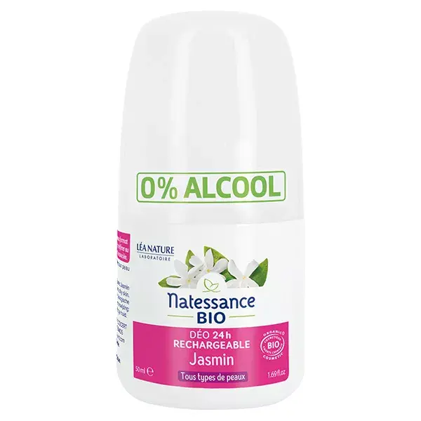 Desodorante Roll-On Orgânico Recarregável Natessance 24h com Jasmim 50ml