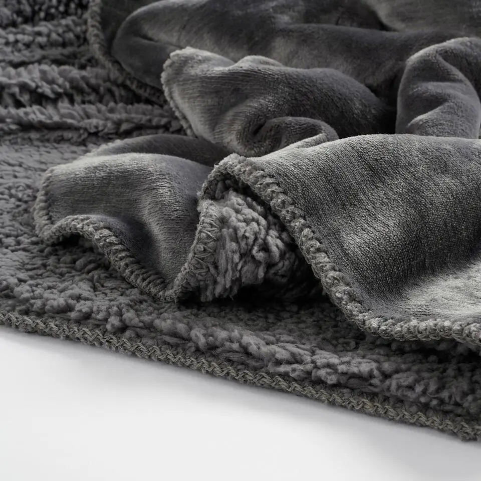 Mica Decorations Mardy Fleece Plaid - L200 x B150 cm - Antraciet