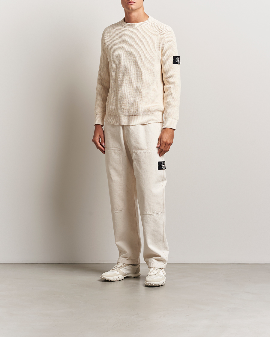 Stone Island RAW Washed Cotton Gabardine Trousers Ivory