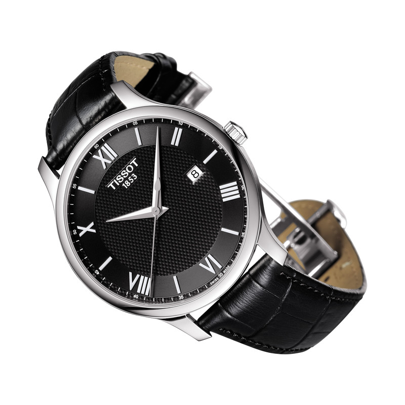 Montre Tissot homme acier cuir noir