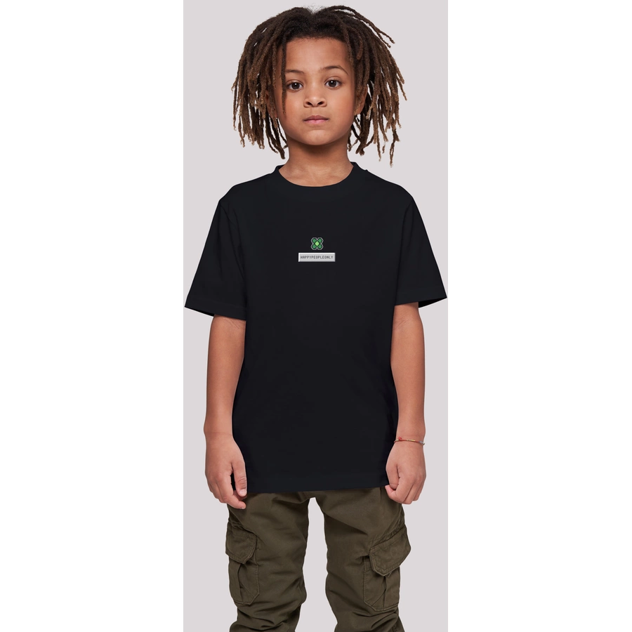 F4NT4STIC T-Shirt Silvester Happy New Year Pixel Kleeblatt schwarz