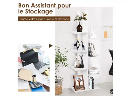 Bibliothèque forme arbre à 8 niveaux, étagère de rangement pour enfants/adultes, blanc